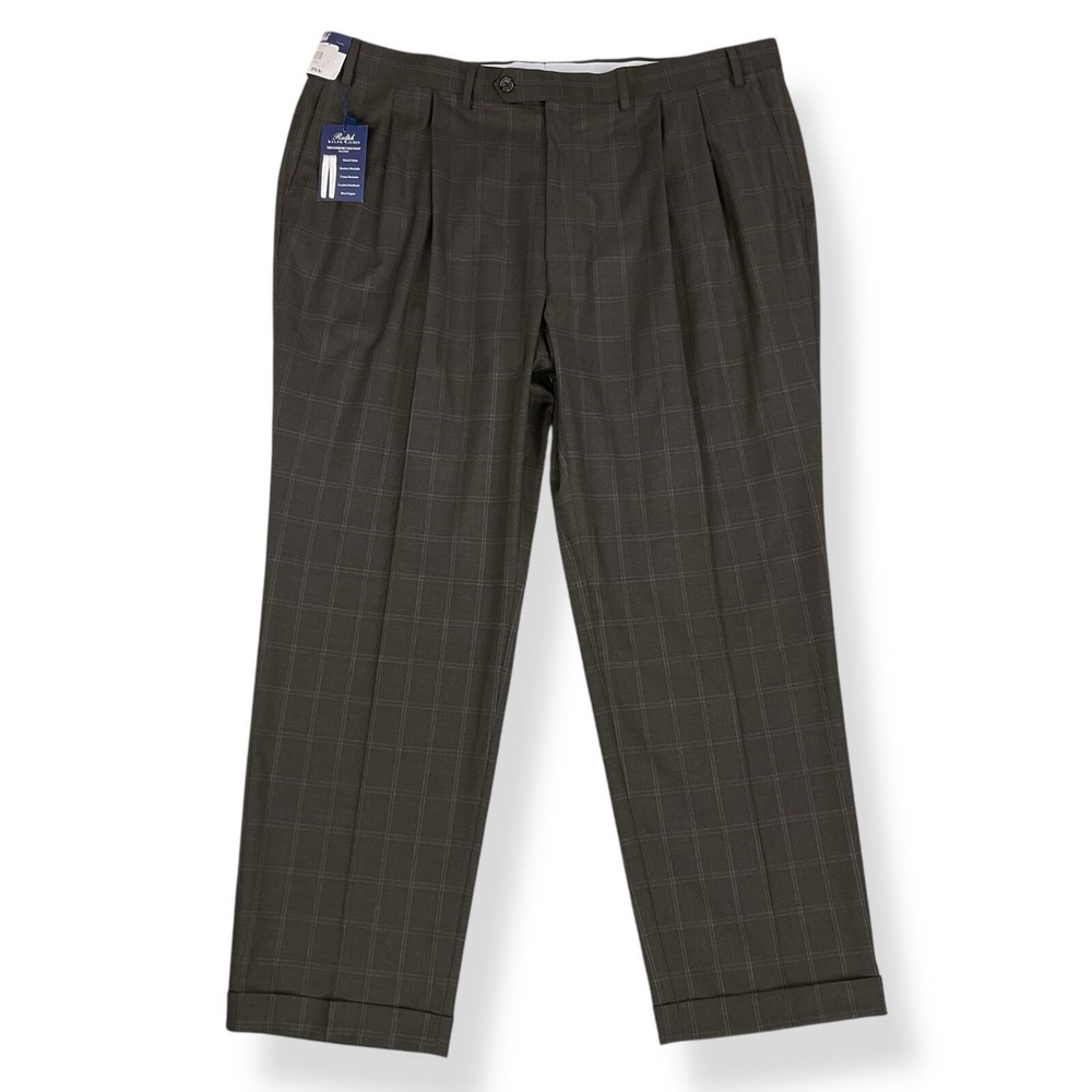 Ralph Lauren Pants Men 42x30 (ACTUAL 42x29) Olive Brown Comfort Flex Plaid Cuff